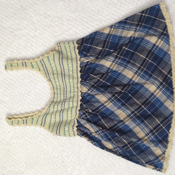 Free People Blue and Cream Plaid Wool Top - Picture 7 of 8